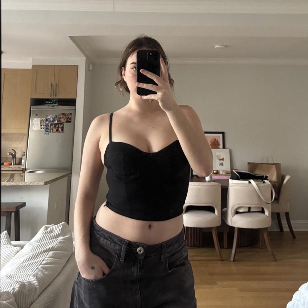 Zara Black Bustier-Style Camisole with Sweetheart Neckline